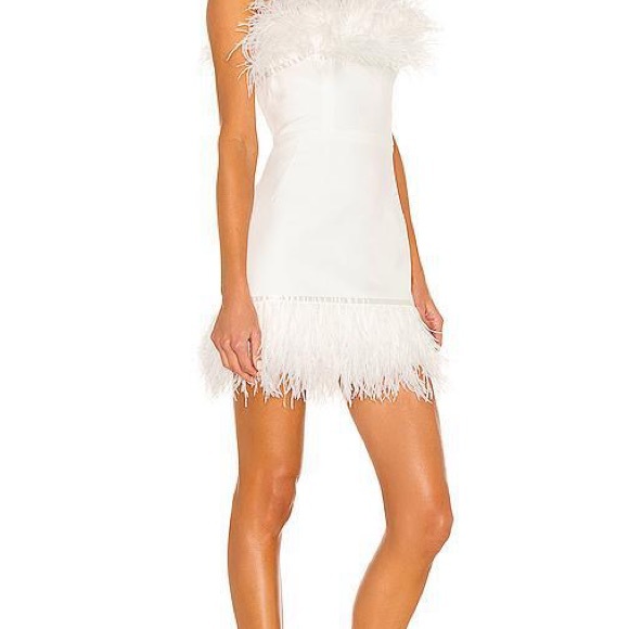 Bronx And Banco Dresses Lola Blanc Mini Feather Dress - Picture 4 of 7